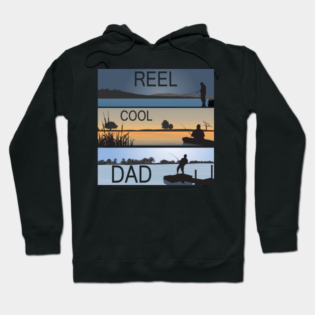 Reel Cool Dad Fisherman Daddy Father's Day Gifts Fishing Hoodie by The Design Catalyst